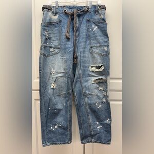 Oli and Hali Distressed Denim Jeans with Rope Belt